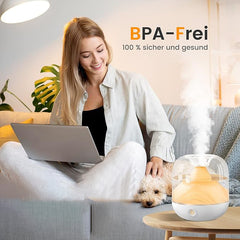 Rechargeable Ultrasonic Humidifier with Ambient Night Light, Top-Fill Transparent Tank & Portable Cordless Design - 700ml