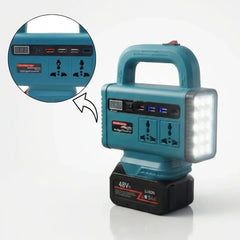 Compact 150W Portable Power Station with 68V Detachable Lithium Battery, Dual AC Outlets, 3 USB-A Ports, 20W Type-C, Digital Display & 15-LED Emergency Light