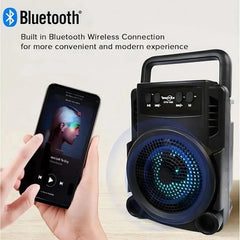 Portable Bluetooth Wireless Speaker with 3-Inch Driver, HD Sound, LED Lights, USB & Micro SD Playback, FM Radio, Rechargeable Battery & Carry Handle