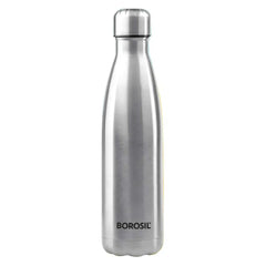 Borosil Bolt 1L Stainless Steel Single Wall Water Bottle Silver Leak Proof Eco Friendly Reusable Bottle for Travel Gym Office Outdoor
