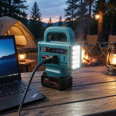 Compact 150W Portable Power Station with 68V Detachable Lithium Battery, Dual AC Outlets, 3 USB-A Ports, 20W Type-C, Digital Display & 15-LED Emergency Light
