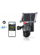 6MP 4G Dual Lens AI Solar Powered Outdoor Security Camera with 4G SIM Connectivity, 8000mAh Battery, PIR Human Motion Detection, Pan Tilt Rotation, Two-Way Audio, Three Screen Display, Full Color Night Vision & TF Card Supported