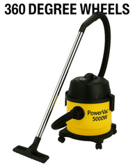 مكنسة كهربائية OSCAR PowerVac متعددة الوظائف، سعة 25/30 لتر، 5000 واط، للتنظيف الجاف والرطب، مزودة بخاصية النفخ، وعجلات دوارة 360 درجة، وأسطوانة من الفولاذ المقاوم للصدأ - منظف شفط عالي التحمل للمنزل والمكتب وورش العمل