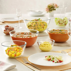 Borosil Glass Mixing and Serving Bowl with Lid, Microwave Safe Food Storage and Reheating Bowl