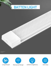 LED Batten Light Fixture 4 Feet Indoor Linear Tube with Crystal PS Cover, Iron Body, Surface Mount,With High Lumen Efficiency - 50 Watts