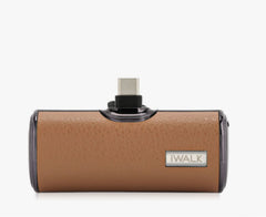Iwalk Small Portable Charger 4500Mah Power Bank With with Built-in USB-C Connector Leather Design Car Key Size - Brown