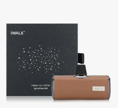 Iwalk Small Portable Charger 4500Mah Power Bank With with Built-in USB-C Connector Leather Design Car Key Size - Brown