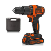 Black+Decker 18V Lithium-Ion 2 Speed Hammer Drill Driver Kit with 1 Battery 400mA Charger and Kitbox BCD700S1K-GB