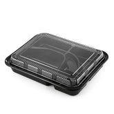 5-Compartment Disposable Plastic Food Container with Lid - 26.5 x 20.5 x 5 cm