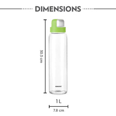 Borosil Neo 550ml Borosilicate Glass Water Bottle with Leakproof Airtight Lid, Fridge Safe Wide Mouth Clear Bottle