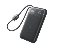 باور بانك بيسوس إنيرفيل FC11 بشاشة رقمية وكبلي USB-C مدمجين مزدوجين 10000 مللي أمبير 45 واط - أسود كوني