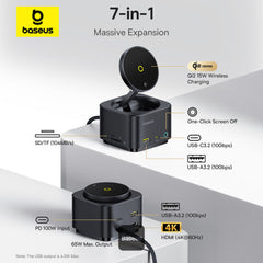 Baseus MagPro II 7-in-1 HUB Magnetic Wireless Charging 15W - Cosmic Black