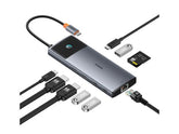 Baseus Metal Gleam II 10-in-1 USB HUB بشاشتين - أسود كوني