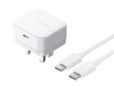 شاحن Baseus Palm السريع 1C بقوة 30 واط - أبيض قمري (مع كابل Baseus USB-C إلى USB-C بقوة 60 واط)