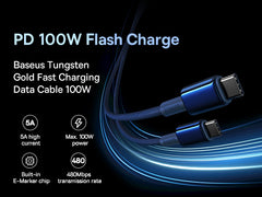 Baseus Tungsten Gold Fast Charging Cable USB-C to USB-C 100W 2m - Blue