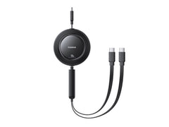 Baseus Free2Pull Mini 2-in-1 كابل شحن سريع قابل للسحب USB-C إلى C+C بقدرة 100 واط 1.2 متر - أسود كوني