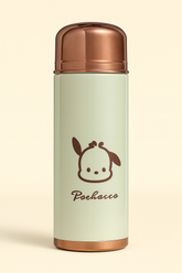 Pochacco Cute 500ml Double Glazed Insulated Glass Interior Bottle with Silicone Strap & Leak-Proof Cap for Cold & Warm Drinks