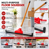 55 CM Heavy Duty Multi-Purpose Floor Squeegee with Wooden Handle, Flexible Rubber Blade, Universal Fit Connector & Wide Water Wiper for Indoor, Outdoor, Home, Office & Commercial Cleaning
