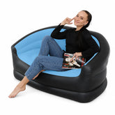 Inflatable Portable Large Air Sofa Chair with with Flocked Surface, Ergonomic Back Support, Non-Slip Base for Indoor & Outdoor Use - 300lbs Capacity & 41" x 39" x 49" Size