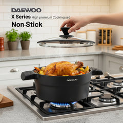 Daewoo Granite Casserole with Lid - 24 cm - Black