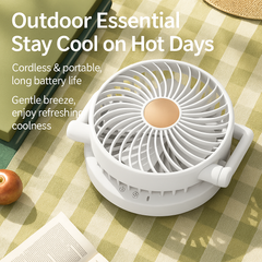 Foldable Rechargeable Desk Fan with Night Light & 3-Speed Powerful Airflow – Wall Mountable & Compact Travel Cooling Solution