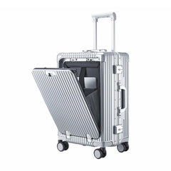 حقيبة سفر ذكية متعددة الوظائف مع نظام قفل مزدوج متوافق مع TSA، ومنفذ شحن USB و Type-C، وجيب أمامي للكمبيوتر المحمول، وعجلات دوارة، وحقيبة صلبة مقاس 20 بوصة و 24 بوصة