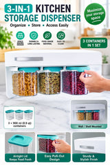 3-Piece 900ml Under-Shelf Food Storage Container Set with Hanging Rail, Airtight Lids, Easy-Pour Corners & Tool-Free Installation "
