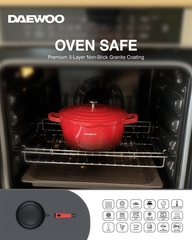 Daewoo Granite Casserole with Lid - 32 cm - Red