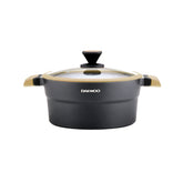 Daewoo Granite Casserole Pot with Lid Black & Brown (32, 28, 24 cm)