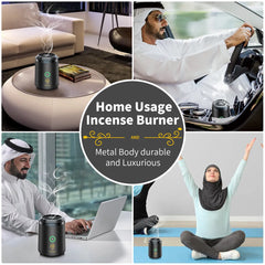 Rechargeable Electric Bakhoor Burner Incense Burner with Ceramic Heating Element, Smart Chip Temperature Control & Fast Heating Technology for Home & Office