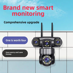 4G SIM Solar Powered AI Smart 4-Lens PTZ Outdoor Security Camera with 360° Pan Tilt, Quad View, AI Human Detection, Smart Tracking, HD Color Night Vision, Two-Way Audio & Multi-Alarm System