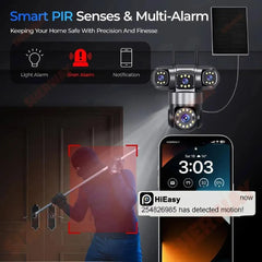 4G SIM Solar Powered AI Smart 4-Lens PTZ Outdoor Security Camera with 360° Pan Tilt, Quad View, AI Human Detection, Smart Tracking, HD Color Night Vision, Two-Way Audio & Multi-Alarm System