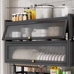 Double-Layer Over-Sink Dish Drying Rack with Multi-Purpose Storage for Dishes, Fruits, Mugs, Knives, Chopping Board & Detergent Bottles