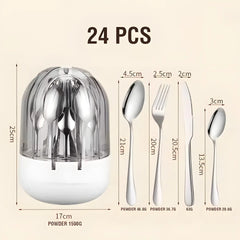 24-Piece Stylish Stainless Steel Cutlery Set with Eggshell Case