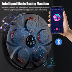 Intelligent Music Boxing & Punching Machine with Bluetooth Speaker, 9 Training Modes, Flash Strike Points, Adjustable Wall Mount Target for Fitness, Cardio & Training