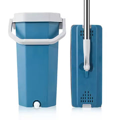 360° Microfiber Flat Mop and Bucket Set with Self-Wringing System - High Absorption, Aluminum Handle & Easy Floor Cleaning