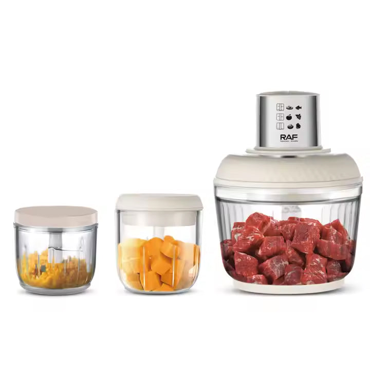 RAF 3-in-1 Multifunctional Food Processor, Blender & Chopper - 300W - 0.5L + 1L + 2.5L Capacity
