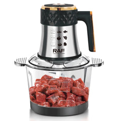 RAF 300W 3L Food Processor with Glass & Stainless Steel Bowls, 360° Sharp Blades & Easy Cleaning