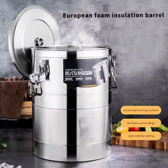 Stainless Steel Insulated Keep Warm Storage Barrel for Food & Liquid Storage - 30 Litres Capacity - 40 x 30 x 30 cm