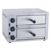 Double Tray Stainless Steel Electric Pizza Oven - 3.2KW - 50 x 48.5 x 35 cm