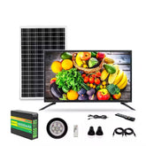 GDLIFE Times 32-Inch Solar Powered HD TV Entertainment & Power Kit with 50W Panel, 60,000mAh Battery Dual LED Bulbs, Remote Control & Lighting Kit