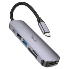 محول HOCO HB28 متعدد الوظائف من النوع C، منفذ HDTV وUSB3.0 وUSB2.0 وقارئ بطاقات SD وTF ومنفذ PD