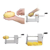 Stainless Steel Manual Spiral Potato Slicer – Twister Fry Cutter for Curly Fries & Veggies