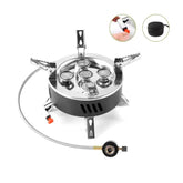 Powerful Five-Burner Camping Gas Stove with Storage Bag for Outdoors & Picnics - Windproof, Adjustable & Folding Design - 11000W