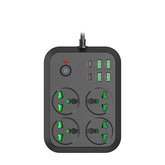 4-Way Universal Extension Board with Master Switch, 4 AC Sockets, 4 USB Ports, 2 Type-C PD Ports - 3000W Output