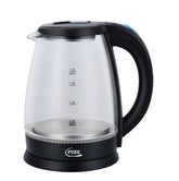 PURE 1500W 1.8L Electric Glass Kettle with Borosilicate Body, 360° Stainless Steel Swivel Bottom with Auto Shut-Off