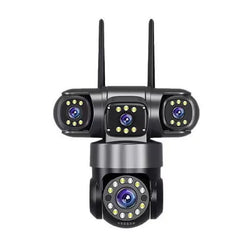 4G SIM Solar Powered AI Smart 4-Lens PTZ Outdoor Security Camera with 360° Pan Tilt, Quad View, AI Human Detection, Smart Tracking, HD Color Night Vision, Two-Way Audio & Multi-Alarm System