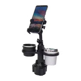 360° Rotating Universal Car Phone Holder with Dual Cup Holder & Adjustable Tray