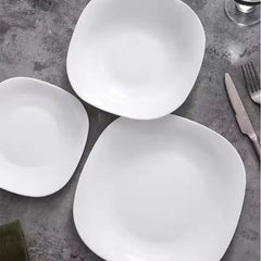 Opal 32-Pieces Modern Rounded Square Glassware Dinner Dish Set