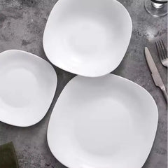 Opal 18-Pieces Modern Rounded Square Glassware Dinner Dish Set - Open Box / New Product